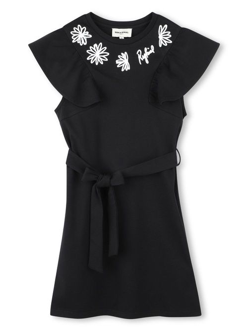 Logo-embroidered mini dress - Black