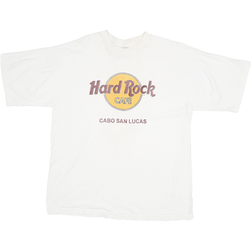 HARD ROCK CAFE Mens White Cabo San Lucas Graphic T-Shirt XL Crew Neck Short
