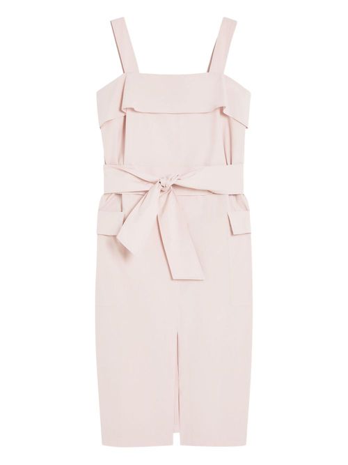 Ruffled strap belted dress - Pink