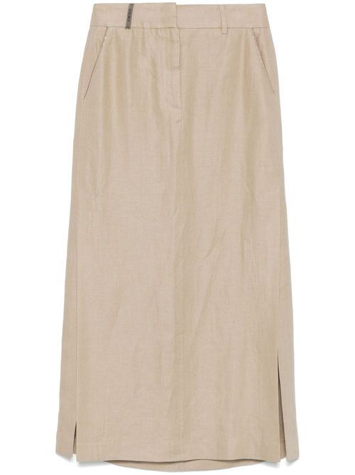 Bead-embellished midi skirt - Neutrals