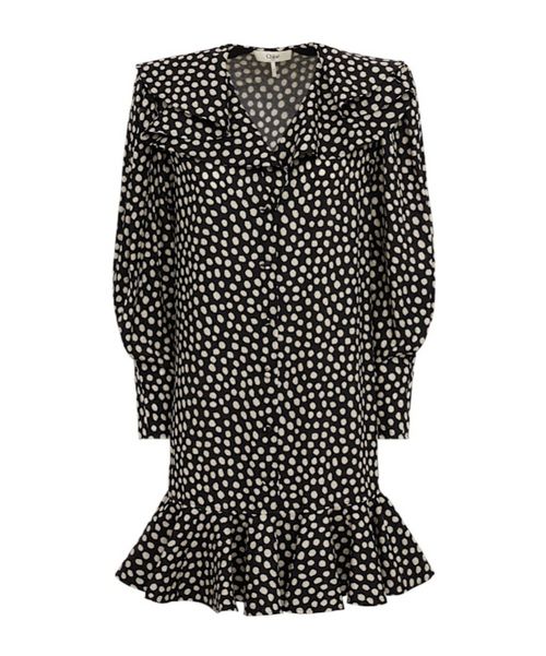 Dot print silk jacquard mini dress