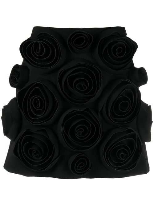 Floral-appliqué miniskirt - Black