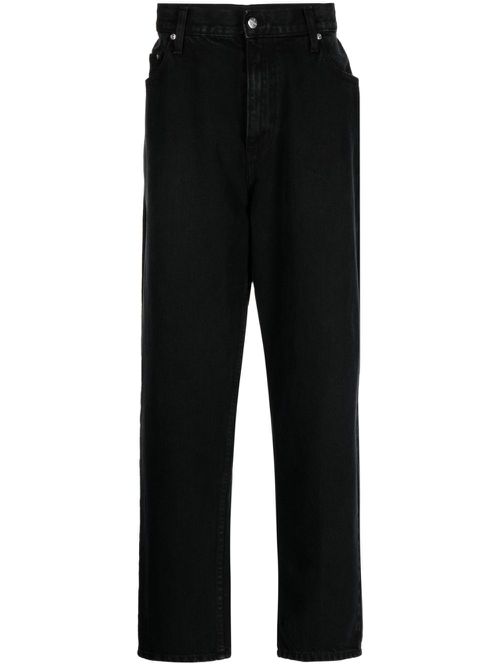 Logo-patch cotton wide-leg jeans - Black