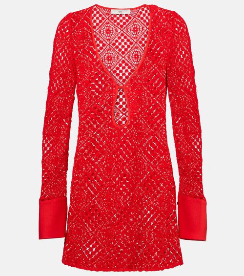 Rayure crochet cotton minidress