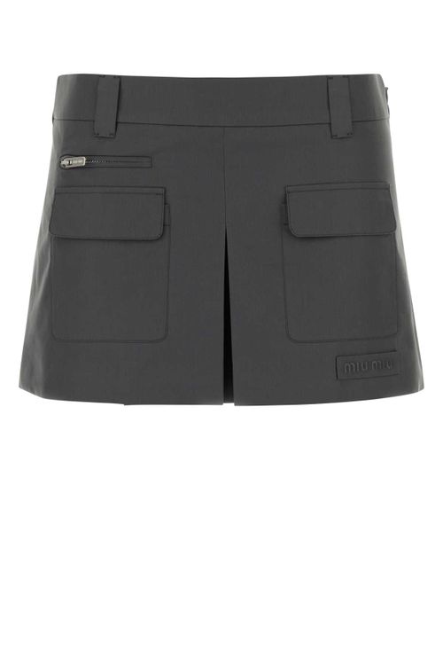 Pleated Cargo Cotton Cargo Skirt — Gray