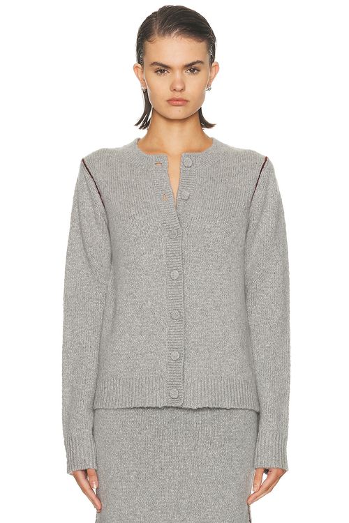 The Elder Statesman CARDIGAN GLACIER in Heather Grey & Port - Grey. L also in M