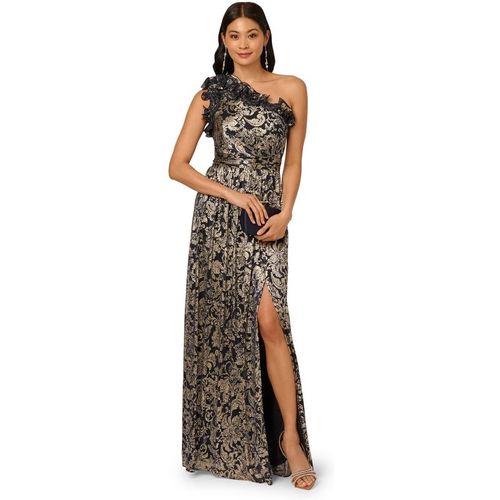 Adrianna Papell Women's One Shoulder Crinkle Gown in Navy