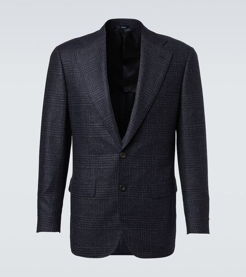 Checked wool and silk blazer