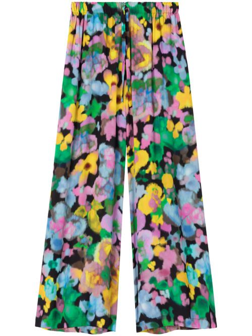 X Lutz Huelle Sunrise floral-print wide-leg trousers - Pink