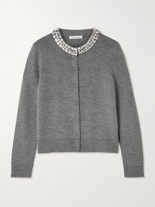 Daro Crystal-embellished Wool Cardigan - Gray