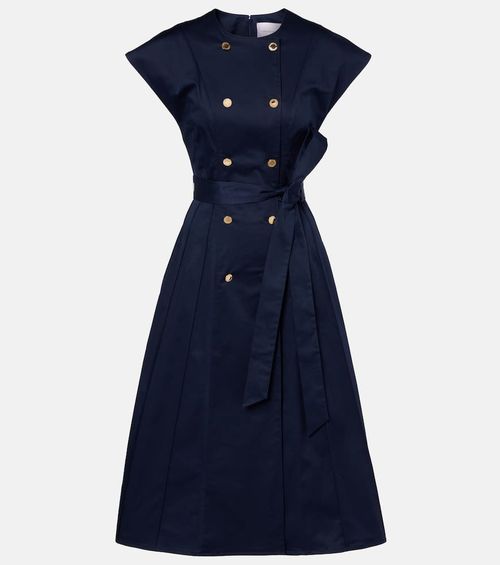 Cotton-blend sateen midi dress