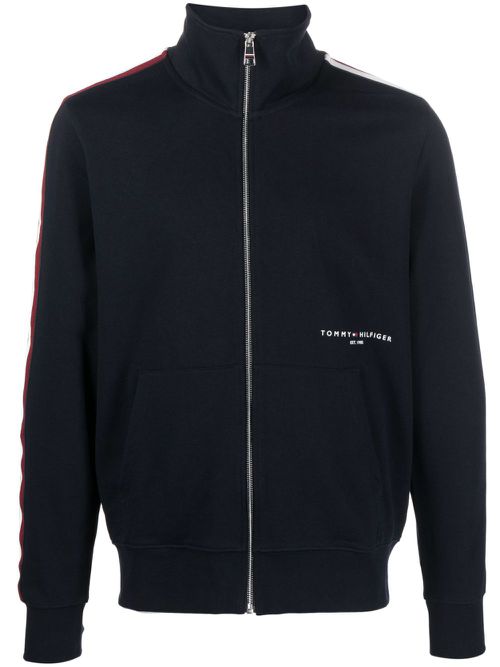 Logo-print cotton bomber jacket - Blue