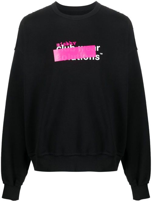 Logo-print distressed sweatshirt - Black