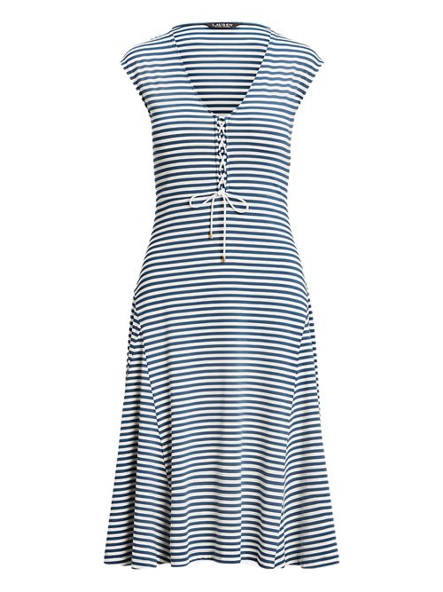 Striped v-neck dress - Blue