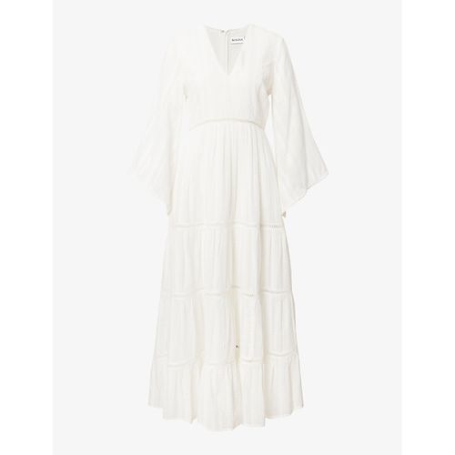 Womens White Vanessa V-neck Cotton Maxi Dress M