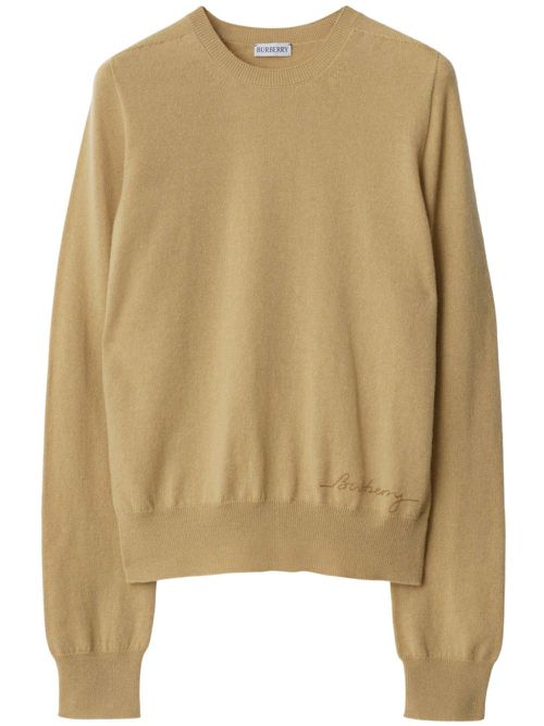 Logo-embroidered cashmere jumper - Neutrals
