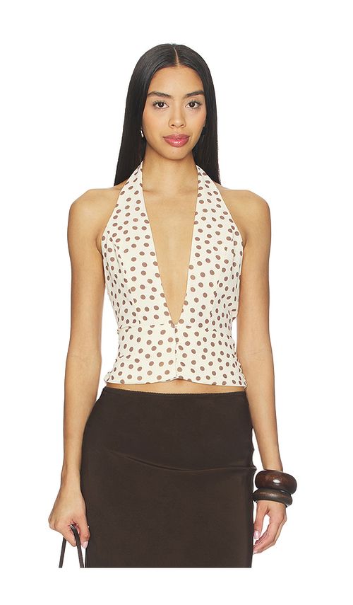 MAJORELLE Leona Top in Lemon,Brown. - L also in M, S