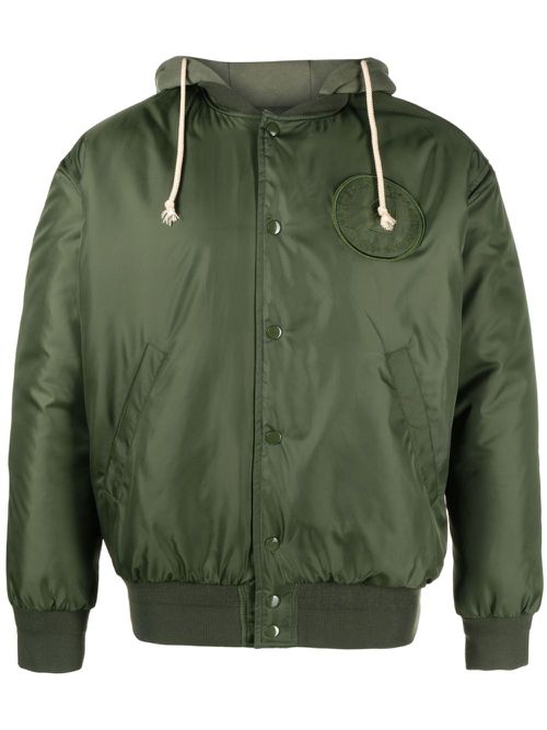 Logo-patch bomber jacket - Green