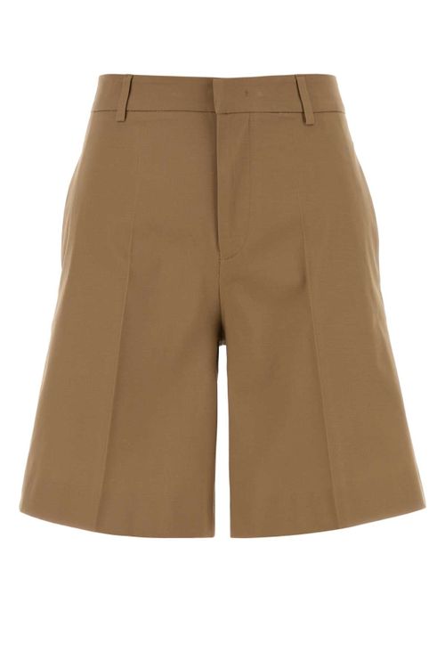 Stretch Cotton Bermuda Shorts — Beige
