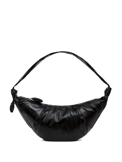 Large Croissant leather bag - Black
