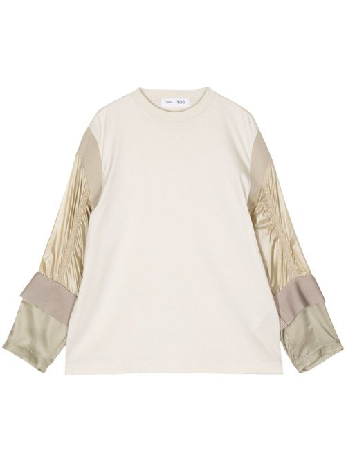Panelled colour-block T-shirt - Neutrals