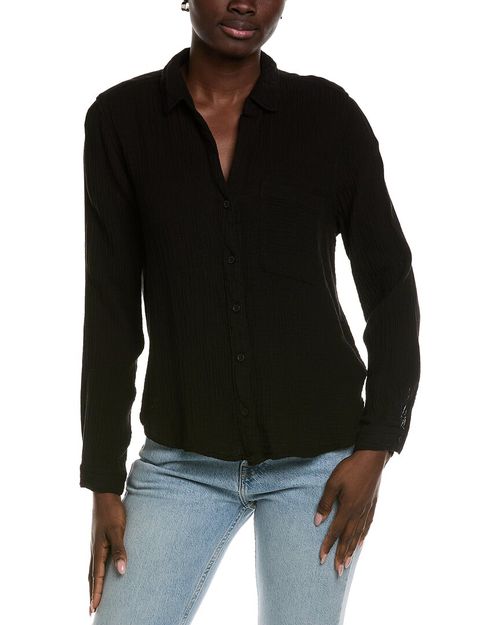 Rounded Hem Button Down Shirt