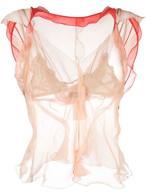 Draped sheer tank top - Pink