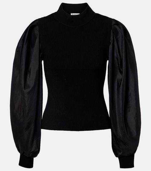 Jackie taffeta-trimmed knitted top