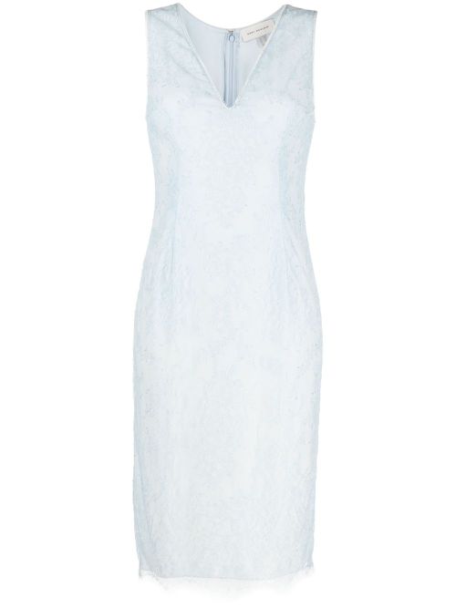 Chantilly lace V-neck midi dress - Blue