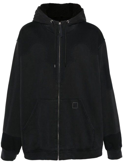 Panelled drop-shoulder hoodie - Black