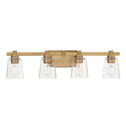 Natural Aged Brass Four Light Bath Vanity from the Cubos Collection