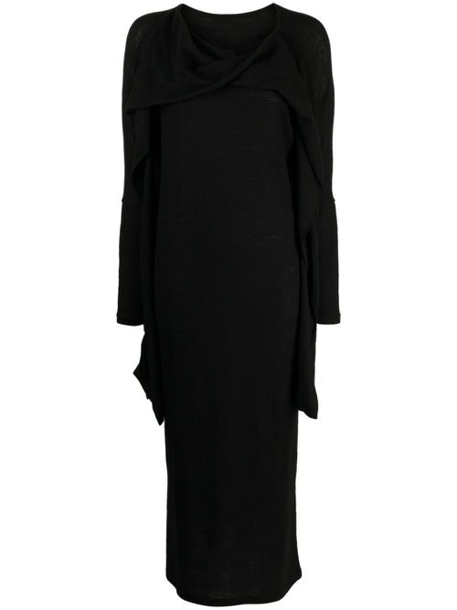 Twist-detail wool midi dress - Black