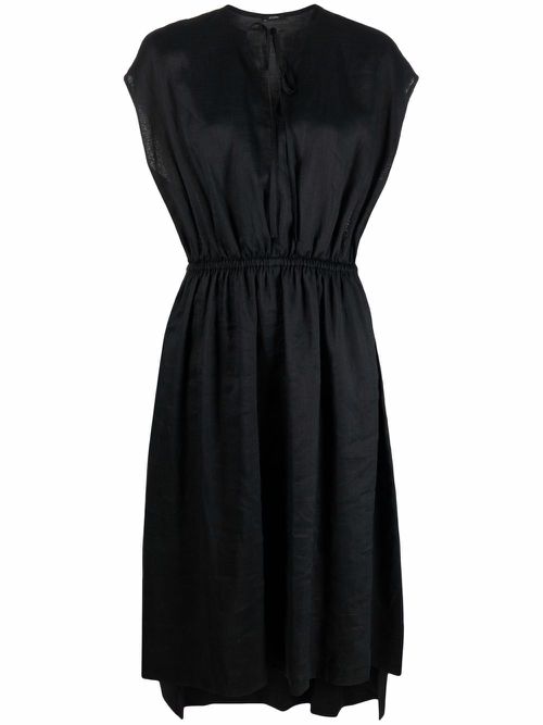 Sleeveless gathered-detail dress - Black