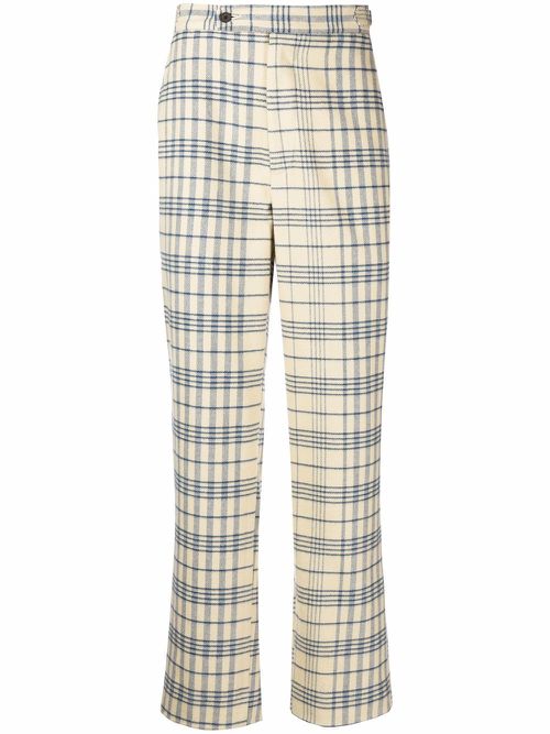 Checked straight-leg trousers - Yellow