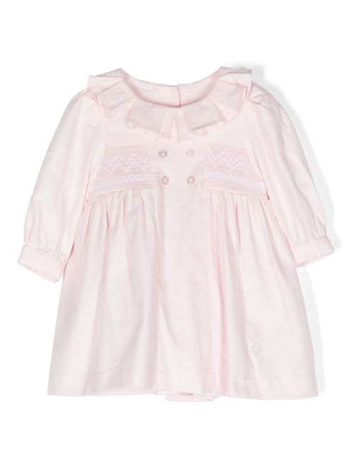 Embroidered-motif cotton dress - Pink