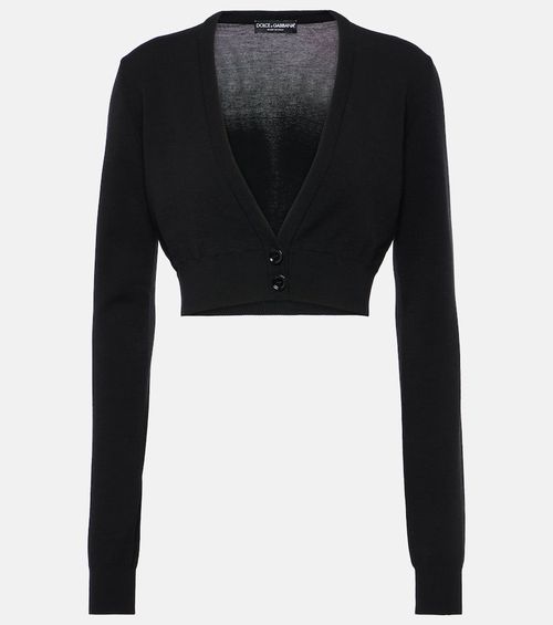 Cropped virgin wool cardigan