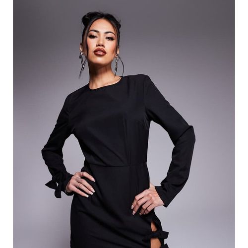 In The Style Womens x Perrie Sian exclusive structured long sleeve bow detail mini dress in black
