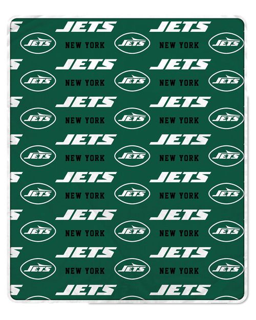New York Jets Nfl Team Repeating Logo Fleece Throw