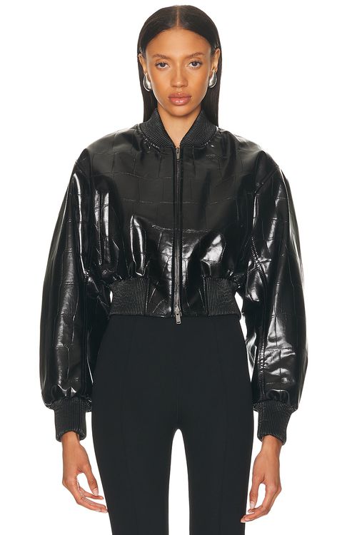 Stella McCartney Croco Bomber in Black - Black.  36 also in