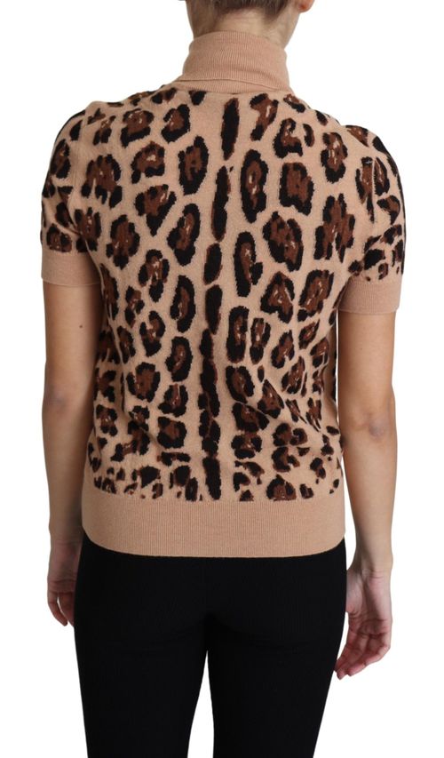 Leopard-Print Virgin Wool Sweater — Beige