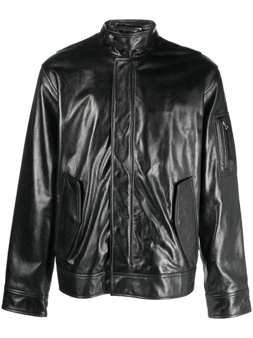 Zip-up leather jacket - Black