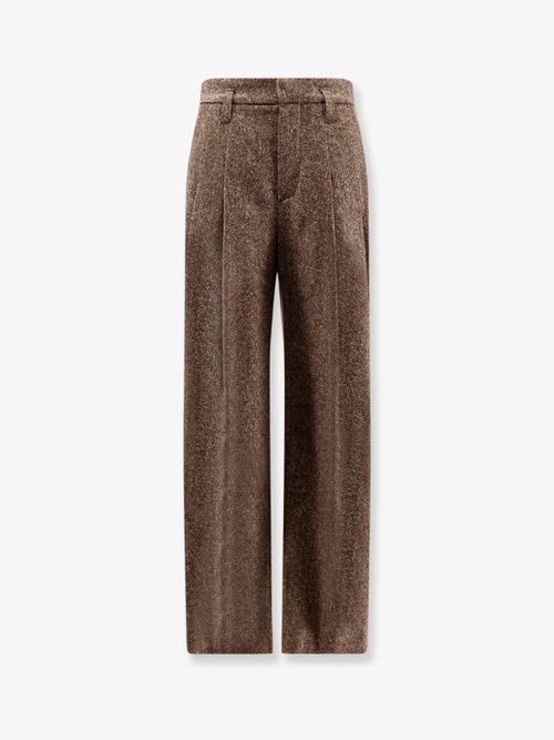 Melange Wool-Blend Trousers — Brown