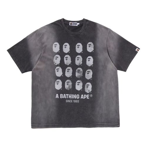 Bleeched Multi Ape Head Logo Relaxed Fit T-Shirt 'Black'