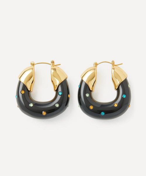 Gold-Plated Organic Studded Hoop Earrings One size