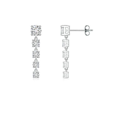 Angara 1.12 CTW Graduated Round Diamond Five-Stone Dangle Earrings in Platinum