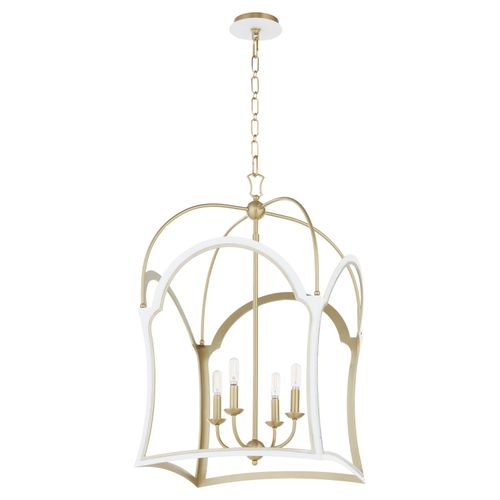 Studio White Aged Brass Lantern from the Tiffany Collection