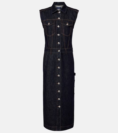 Farfalla denim midi dress