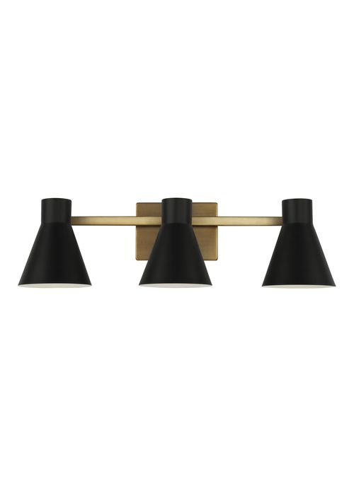 Satin Brass Three Light Wall Bath from the Towner Collection