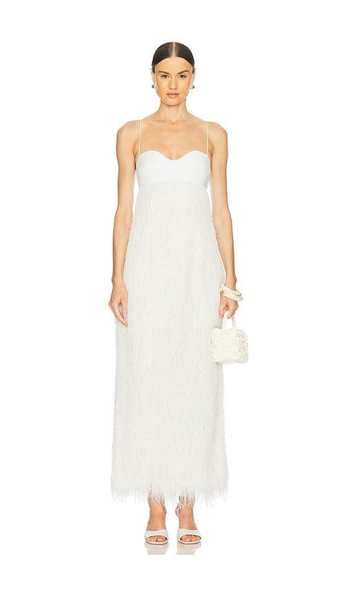 Clea Selene Fringe Longline Dress in Cream. - M also in