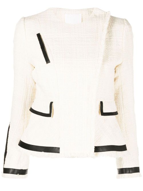 Long-sleeve tweed biker jacket - White